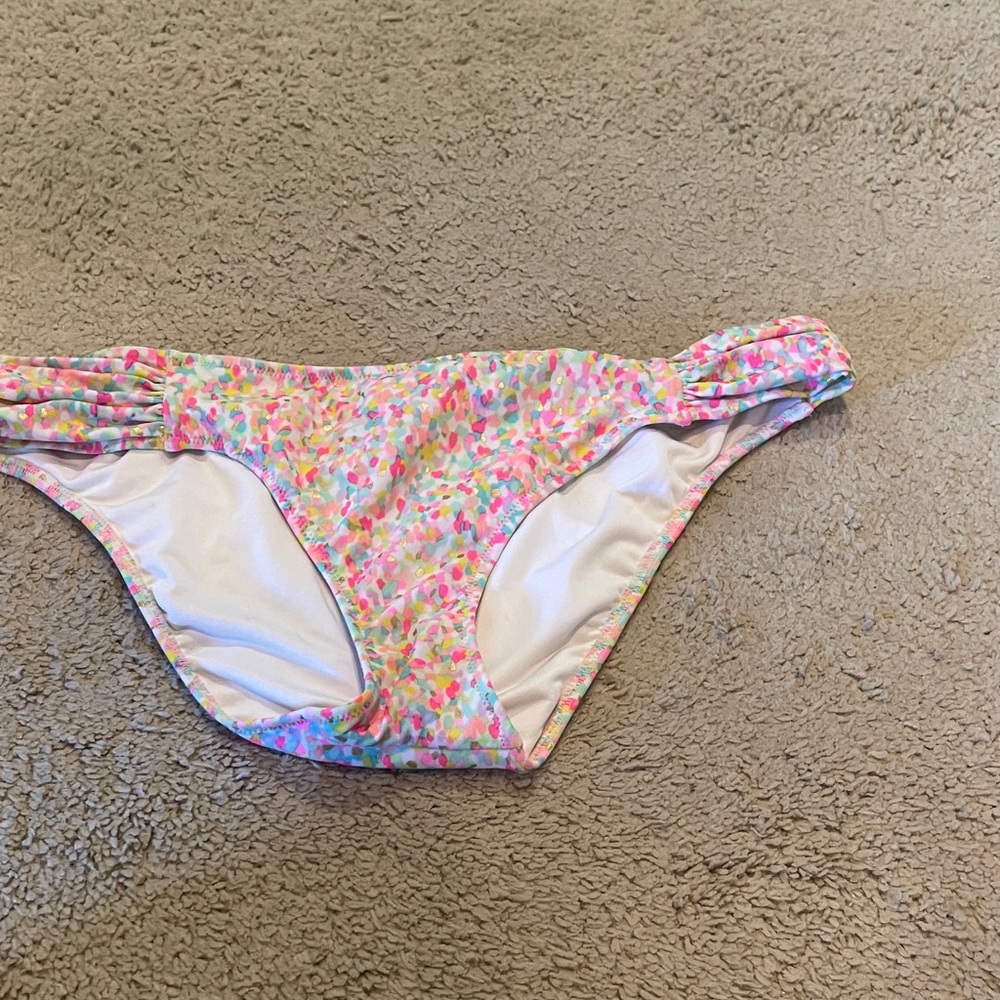 Victoria's Secret White Bikini Bottom with Pastel Trim